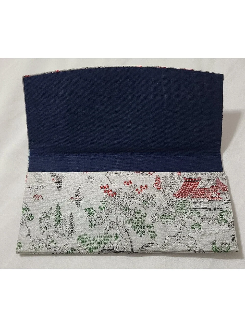 Vtg Kyoto Nishijin Ori Brocade Wallet Silver Japanese Fukusa Kaishi Wedding EUC